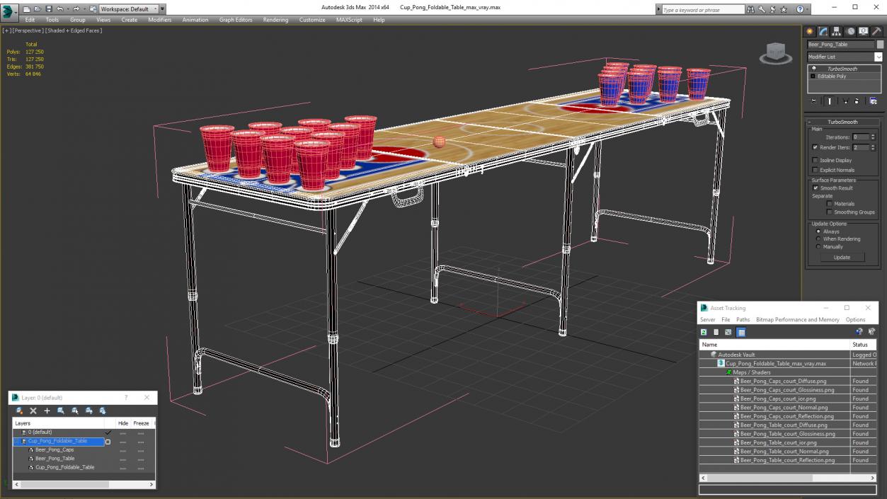 3D Cup Pong Foldable Table model