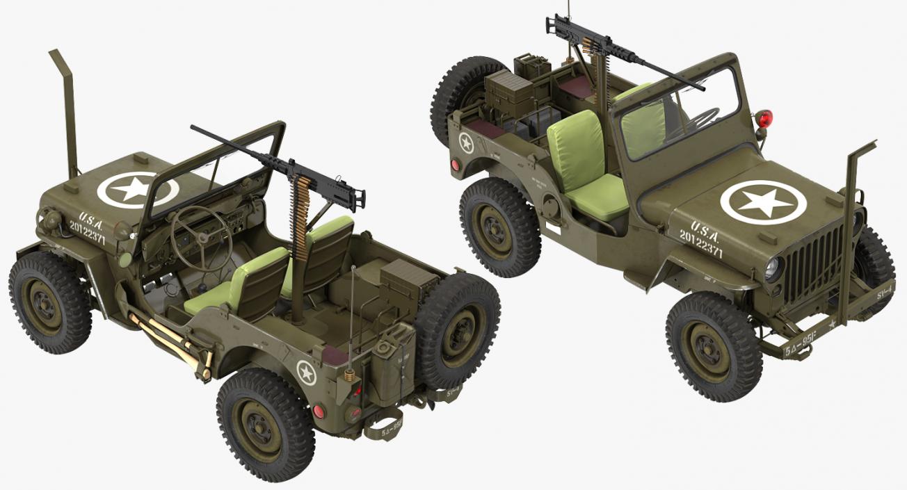 3D Jeep Willys MB Rigged