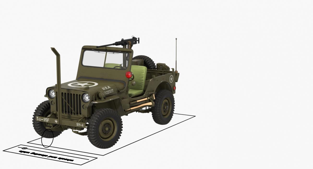 3D Jeep Willys MB Rigged