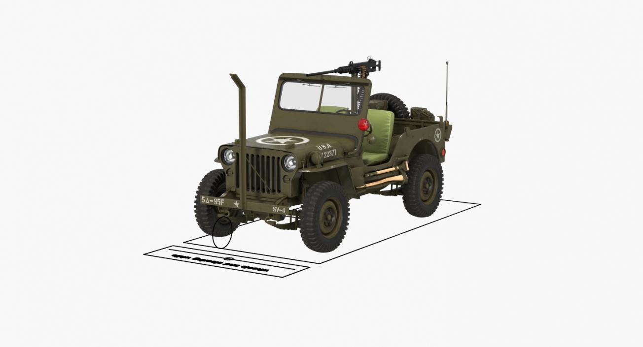 3D Jeep Willys MB Rigged