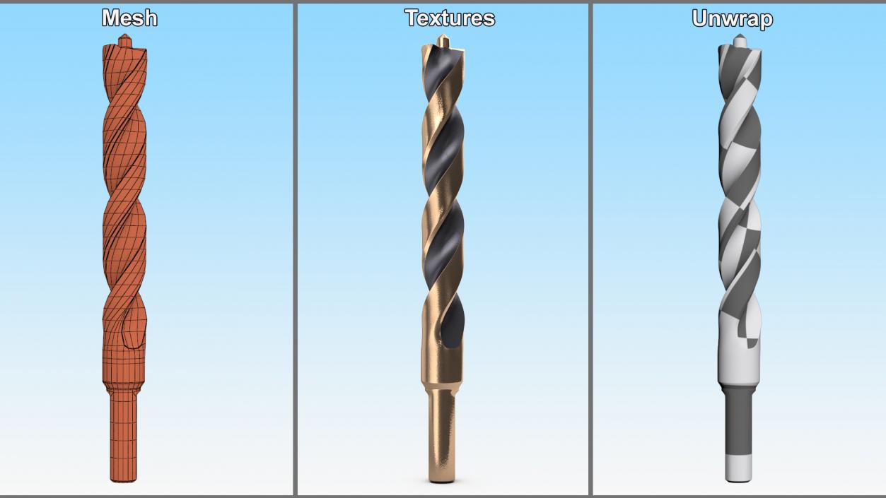 Gold Ferrous Pilot Point Drill Bit 3D model