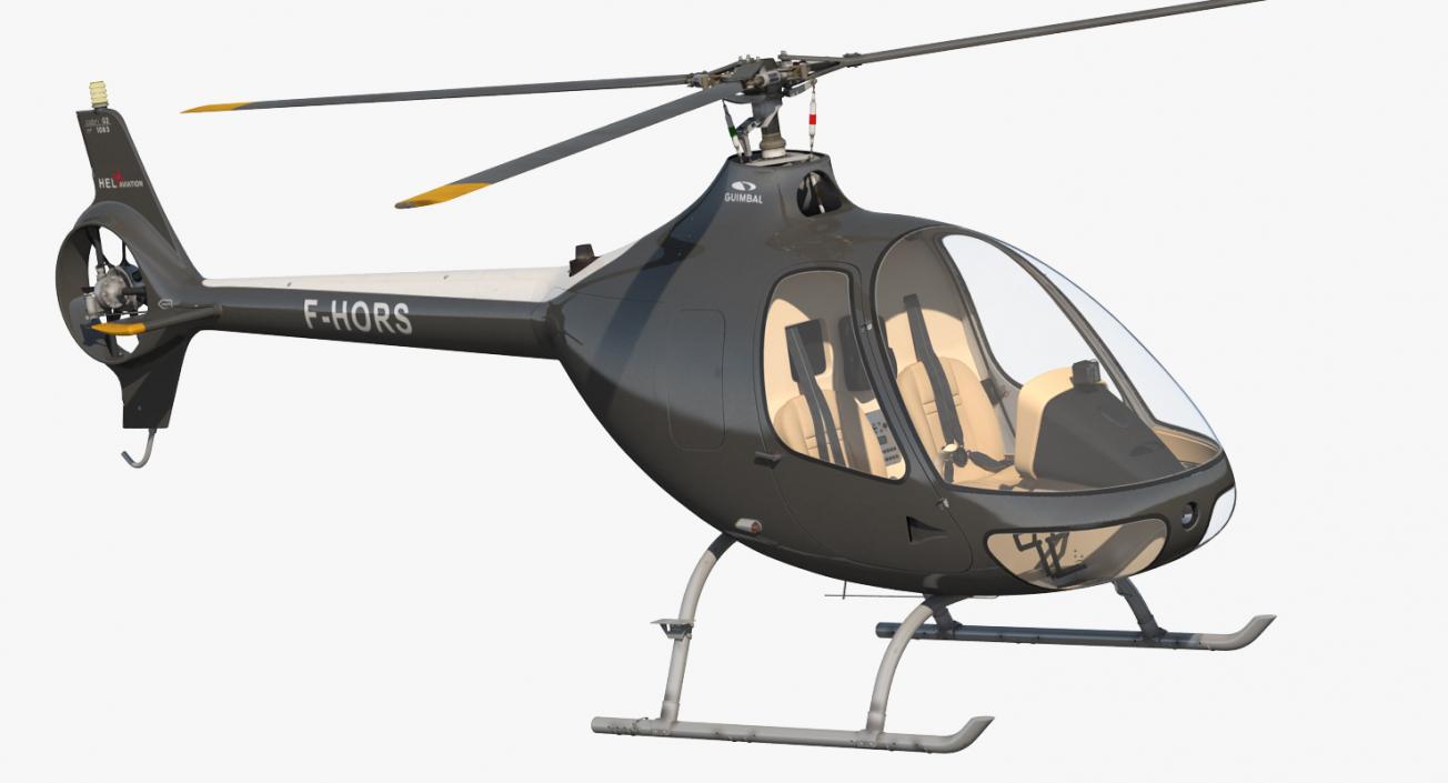 Helicopter Guimbal Cabri G2 Rigged 3D model