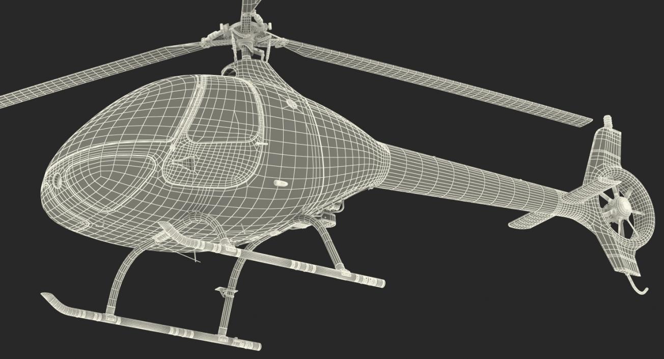 Helicopter Guimbal Cabri G2 Rigged 3D model