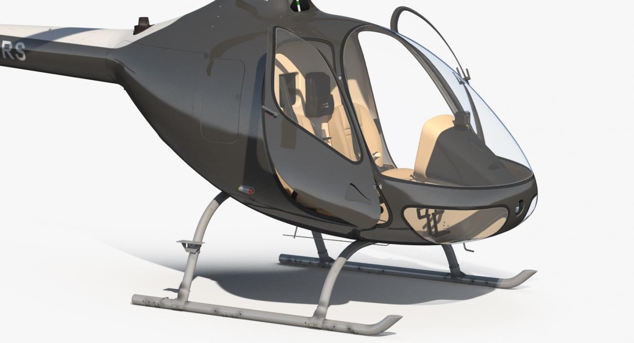 Helicopter Guimbal Cabri G2 Rigged 3D model