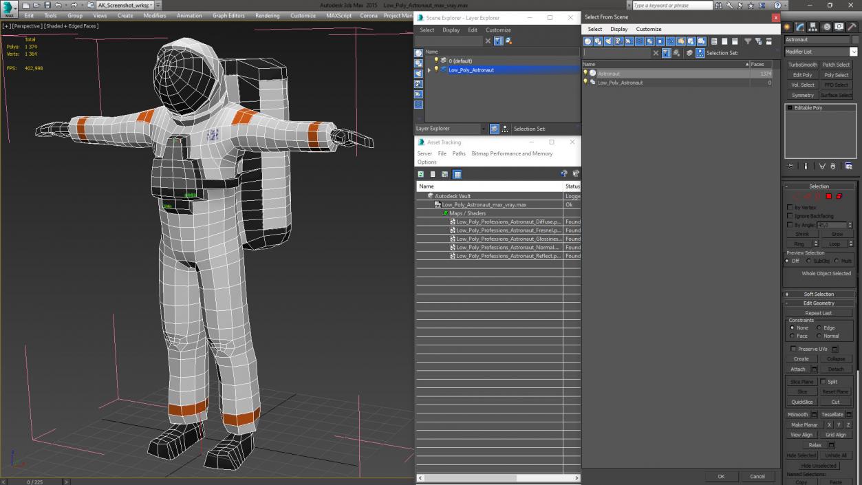 3D Low Poly Astronaut model