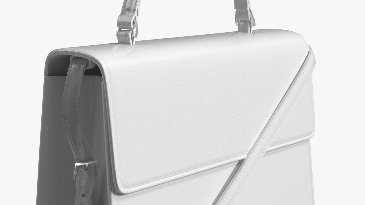 3D Designer Leather Woman Handbag White