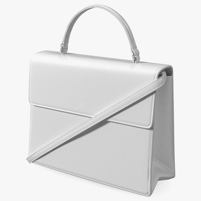 3D Designer Leather Woman Handbag White