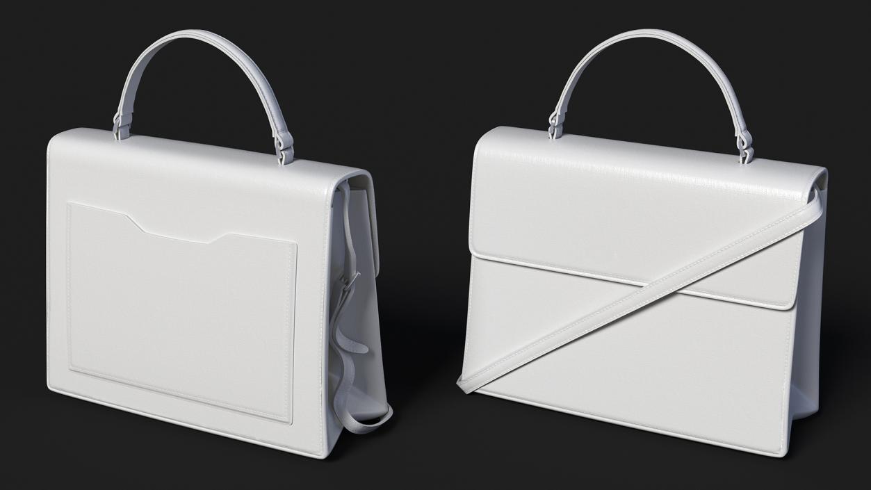 3D Designer Leather Woman Handbag White