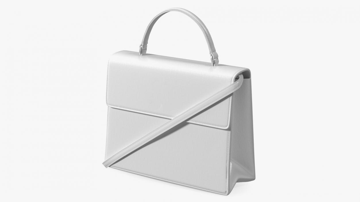 3D Designer Leather Woman Handbag White