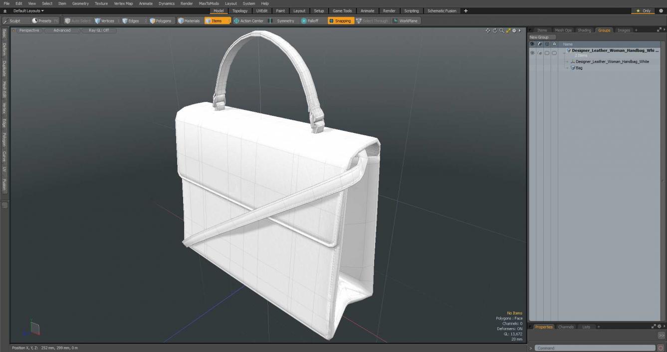 3D Designer Leather Woman Handbag White