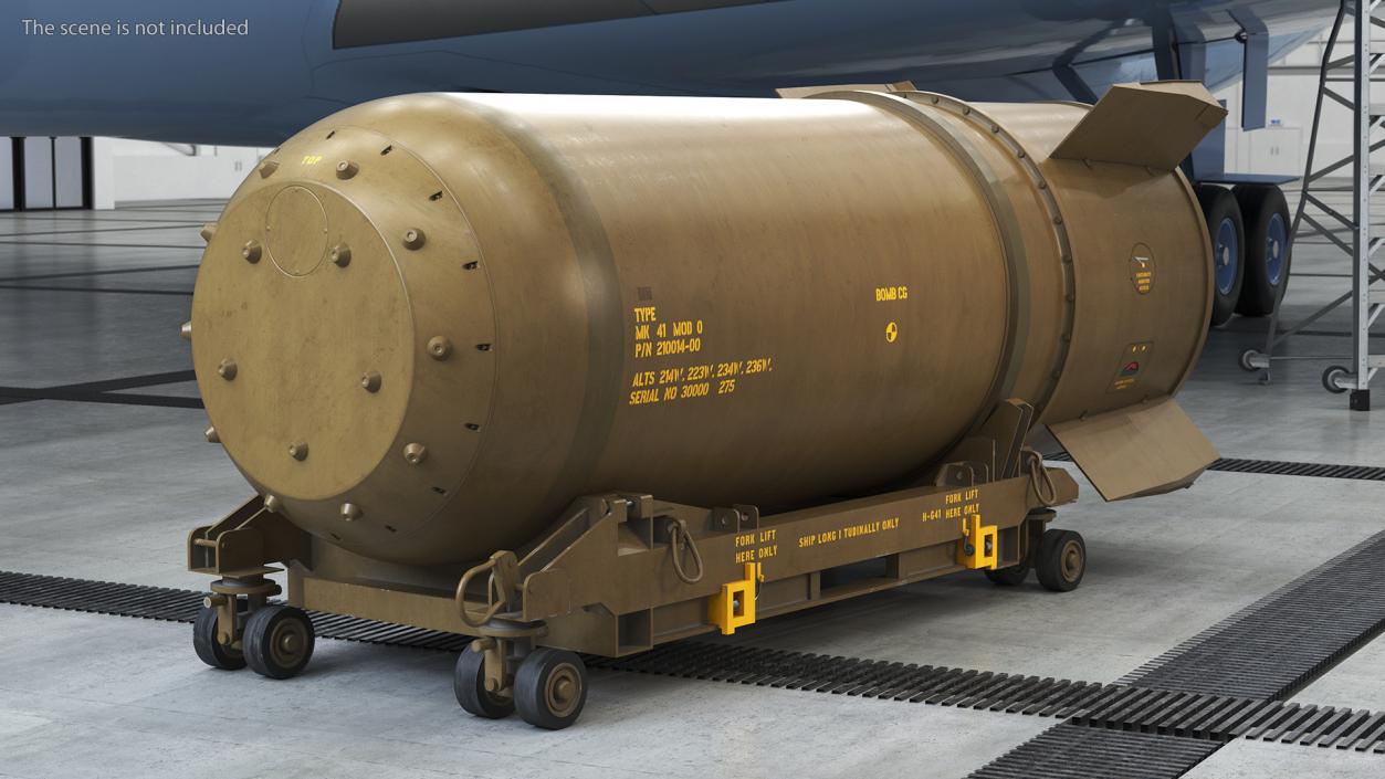 3D model B41 Nuclear Bomb with Airplane Cart