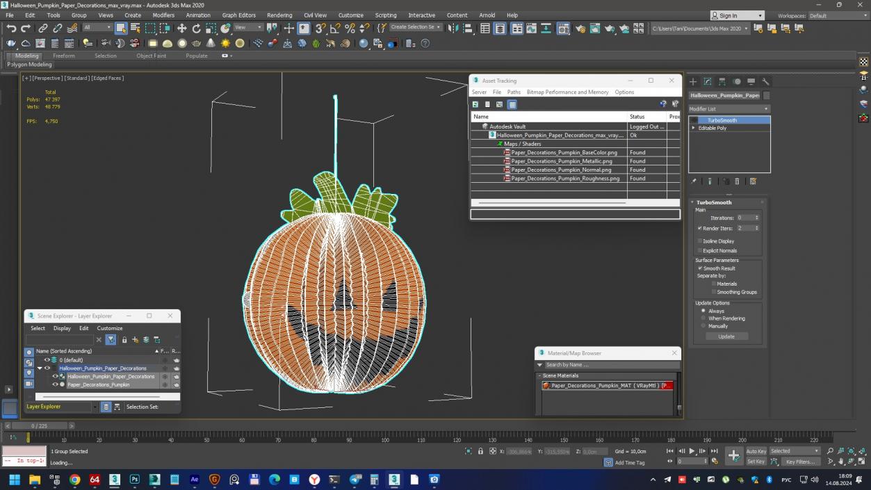 3D model Halloween Pumpkin Paper Decorations