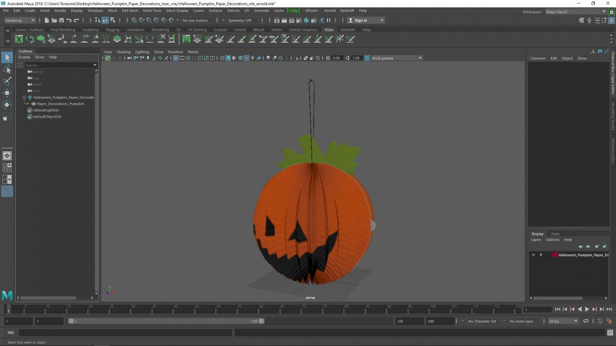 3D model Halloween Pumpkin Paper Decorations