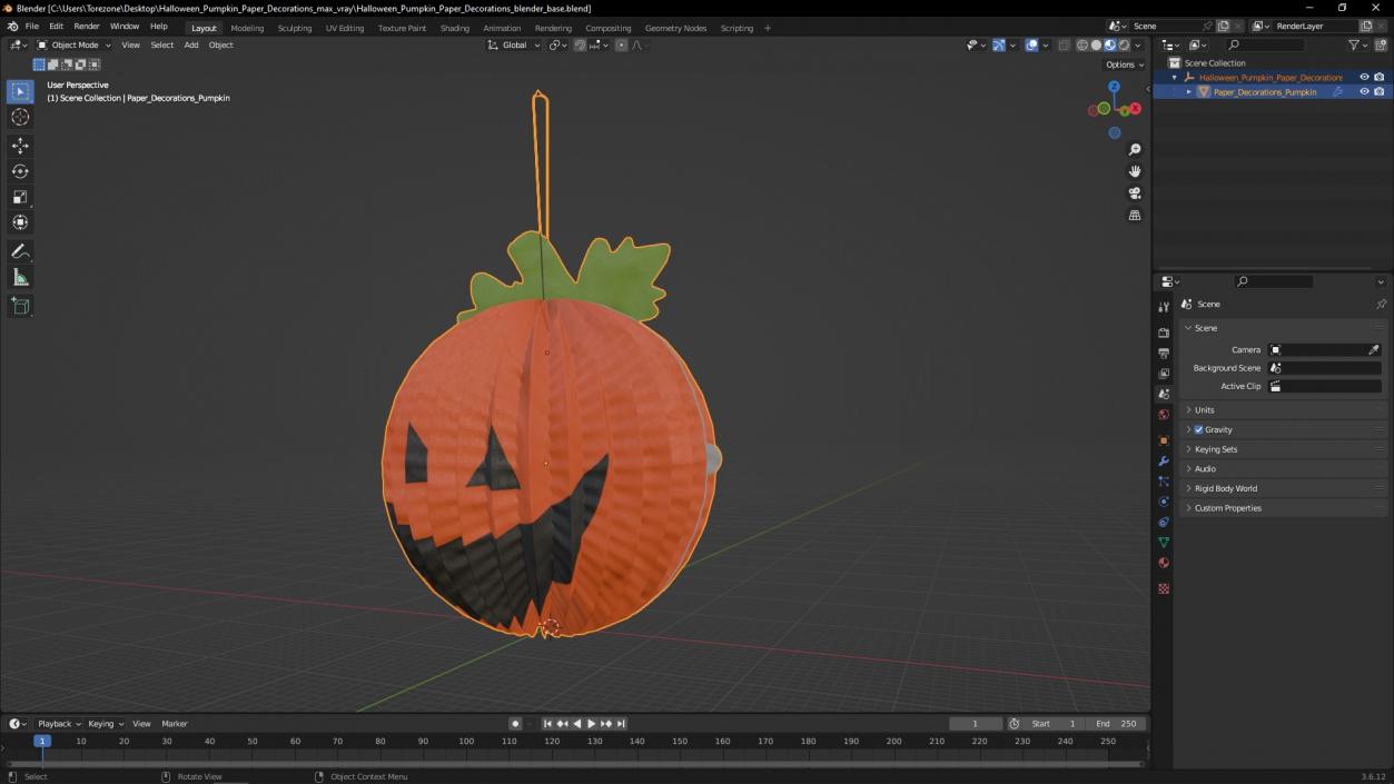 3D model Halloween Pumpkin Paper Decorations