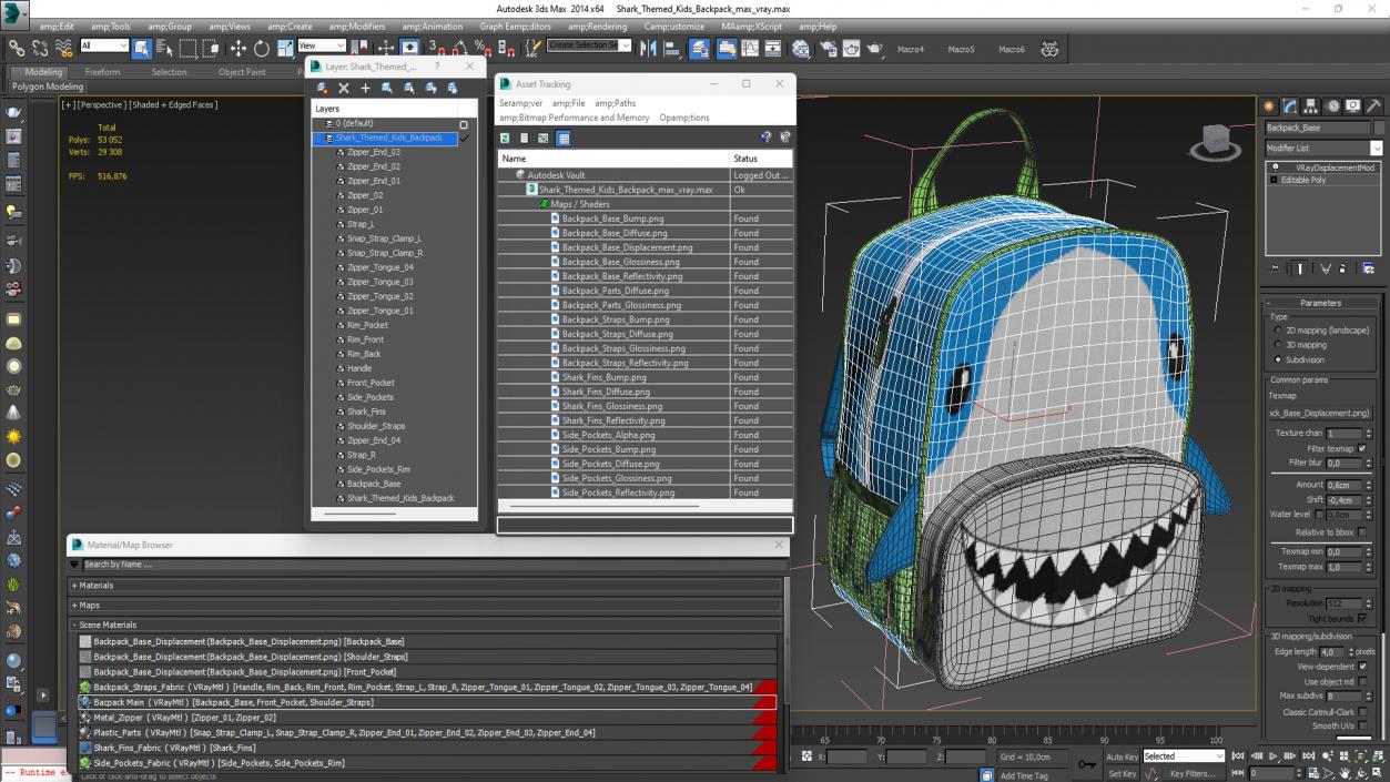 3D Shark Themed Kids Backpack