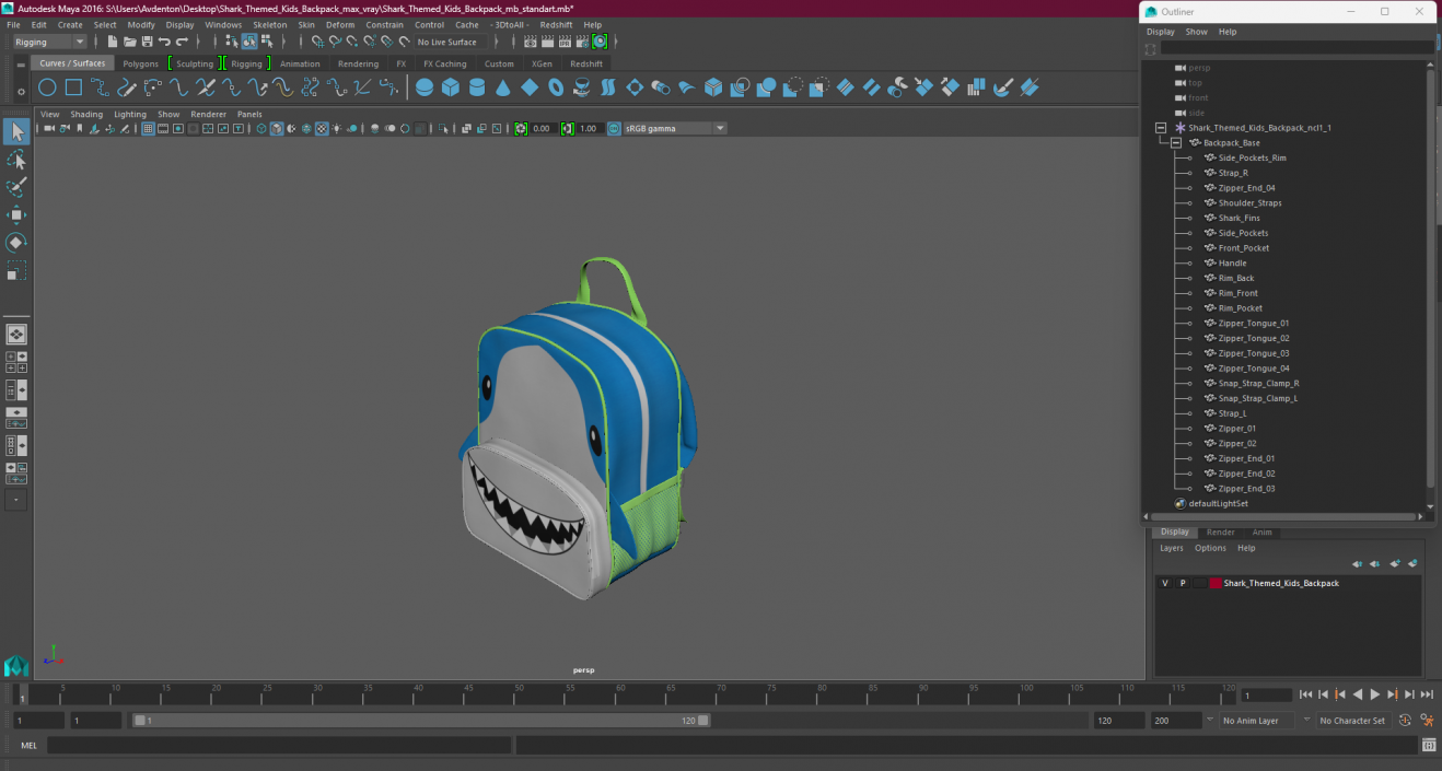 3D Shark Themed Kids Backpack