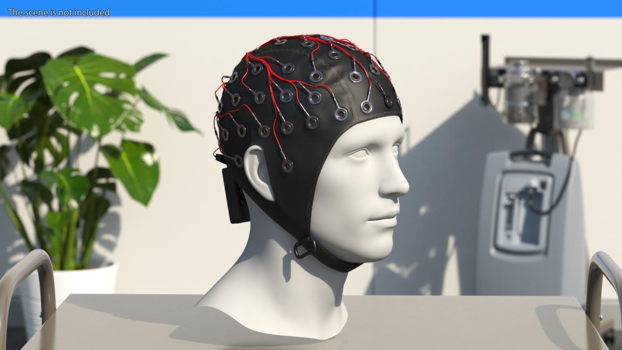 EEG Head Cap with Electrodes Black 3D model