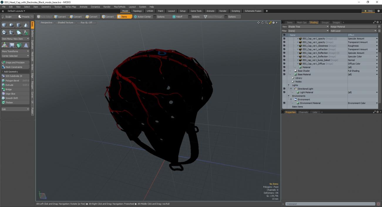 EEG Head Cap with Electrodes Black 3D model