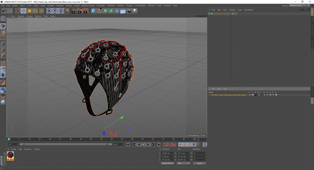 EEG Head Cap with Electrodes Black 3D model