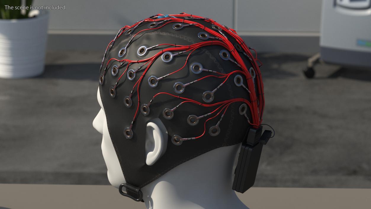 EEG Head Cap with Electrodes Black 3D model