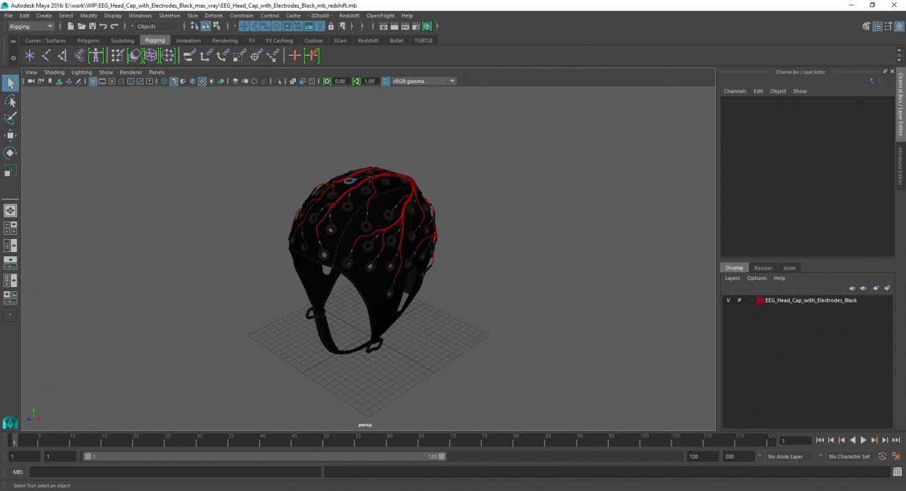 EEG Head Cap with Electrodes Black 3D model