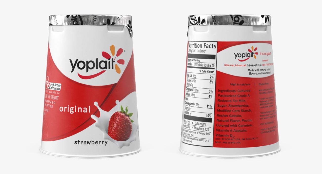 3D Yogurt Cup Yoplait model