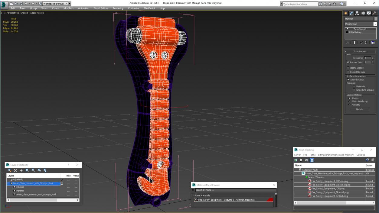 3D Break Glass Hammer with Storage Rack