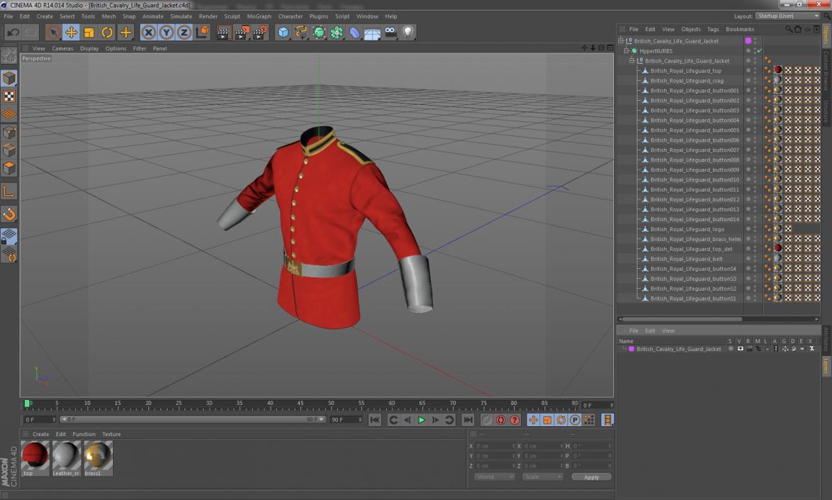 3D British Cavalry Life Guard Jacket model