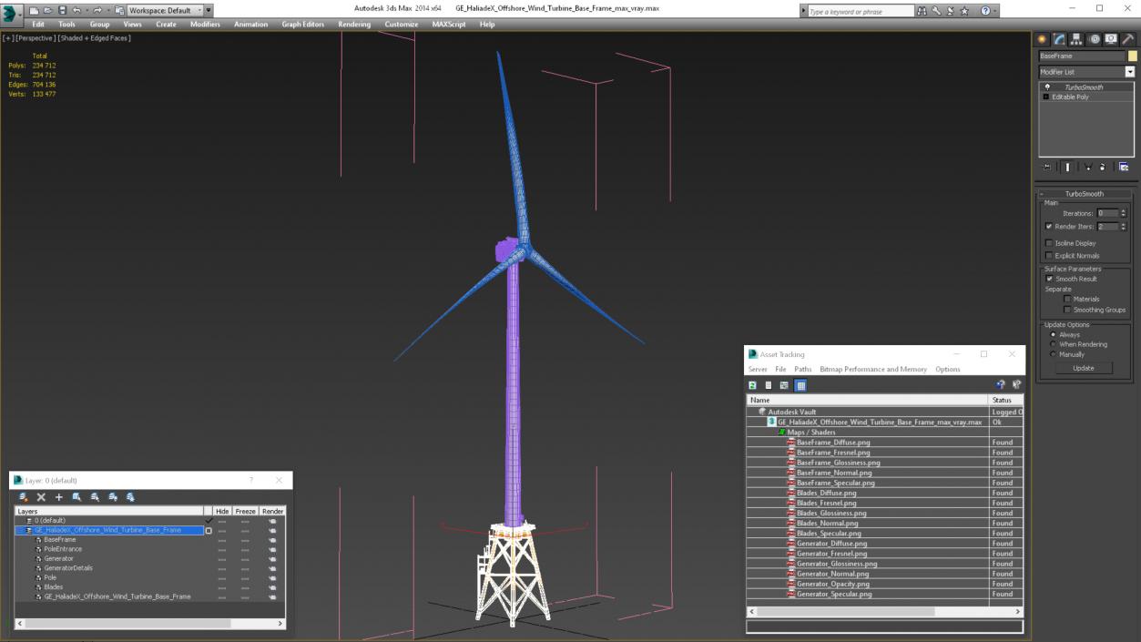 3D model GE Haliade-X Offshore Wind Turbine with Base Frame