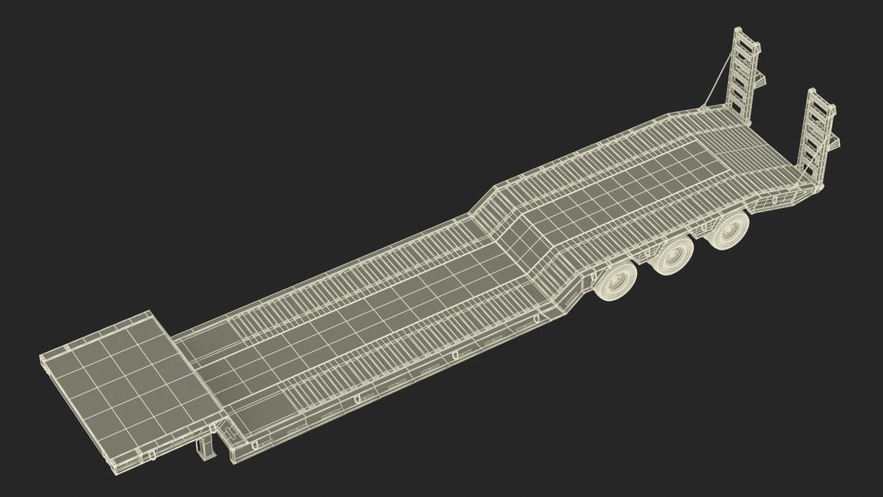 Flatbed Semi Trailer Rigged 3D