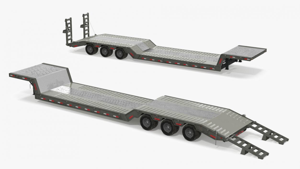 Flatbed Semi Trailer Rigged 3D