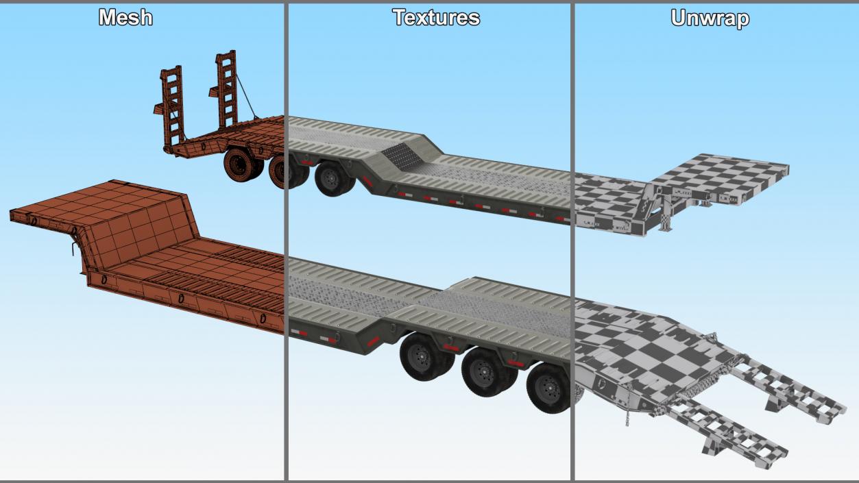 Flatbed Semi Trailer Rigged 3D