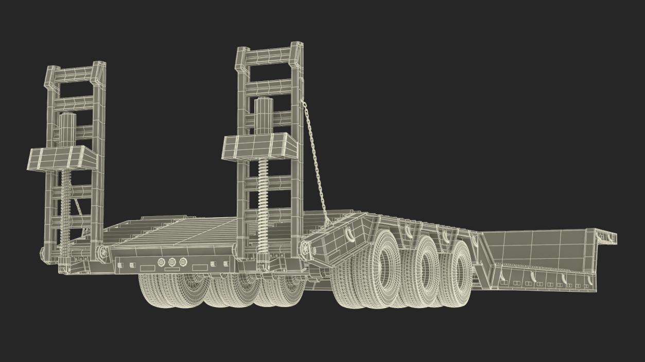 Flatbed Semi Trailer Rigged 3D