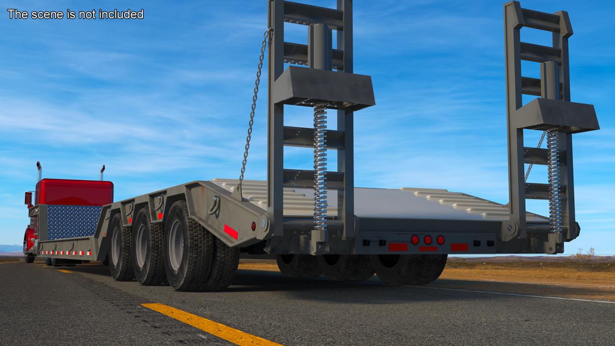 Flatbed Semi Trailer Rigged 3D