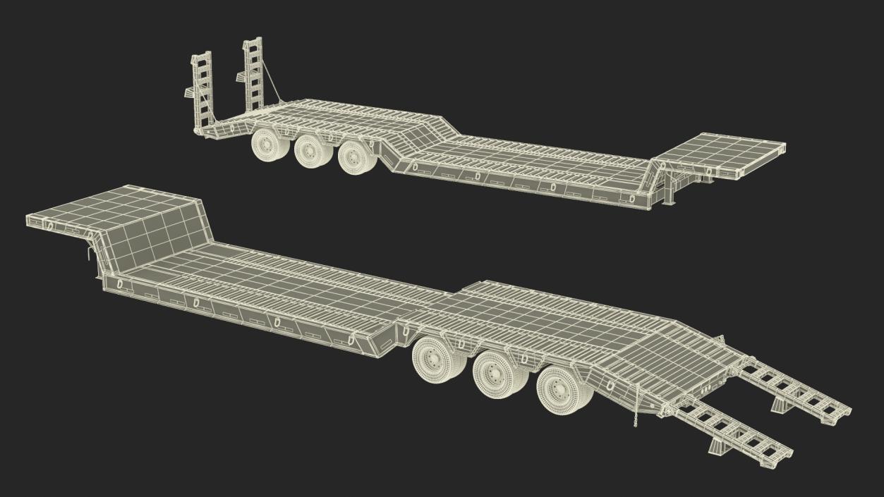 Flatbed Semi Trailer Rigged 3D