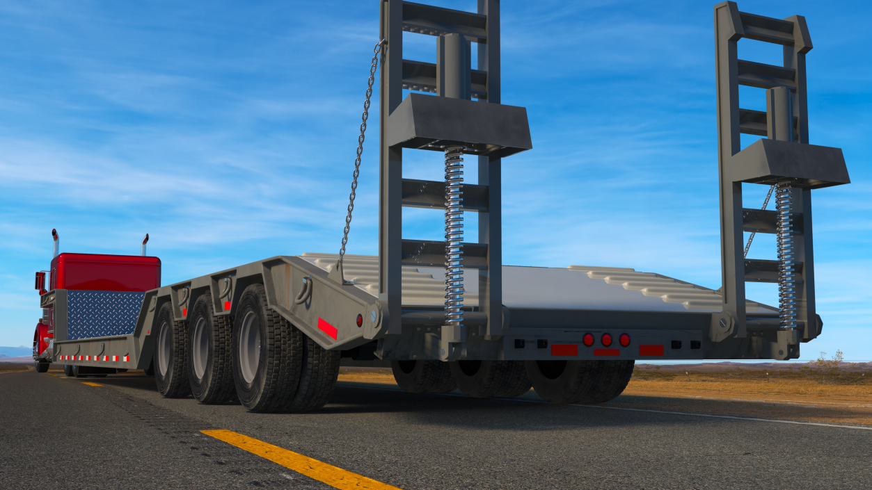 Flatbed Semi Trailer Rigged 3D