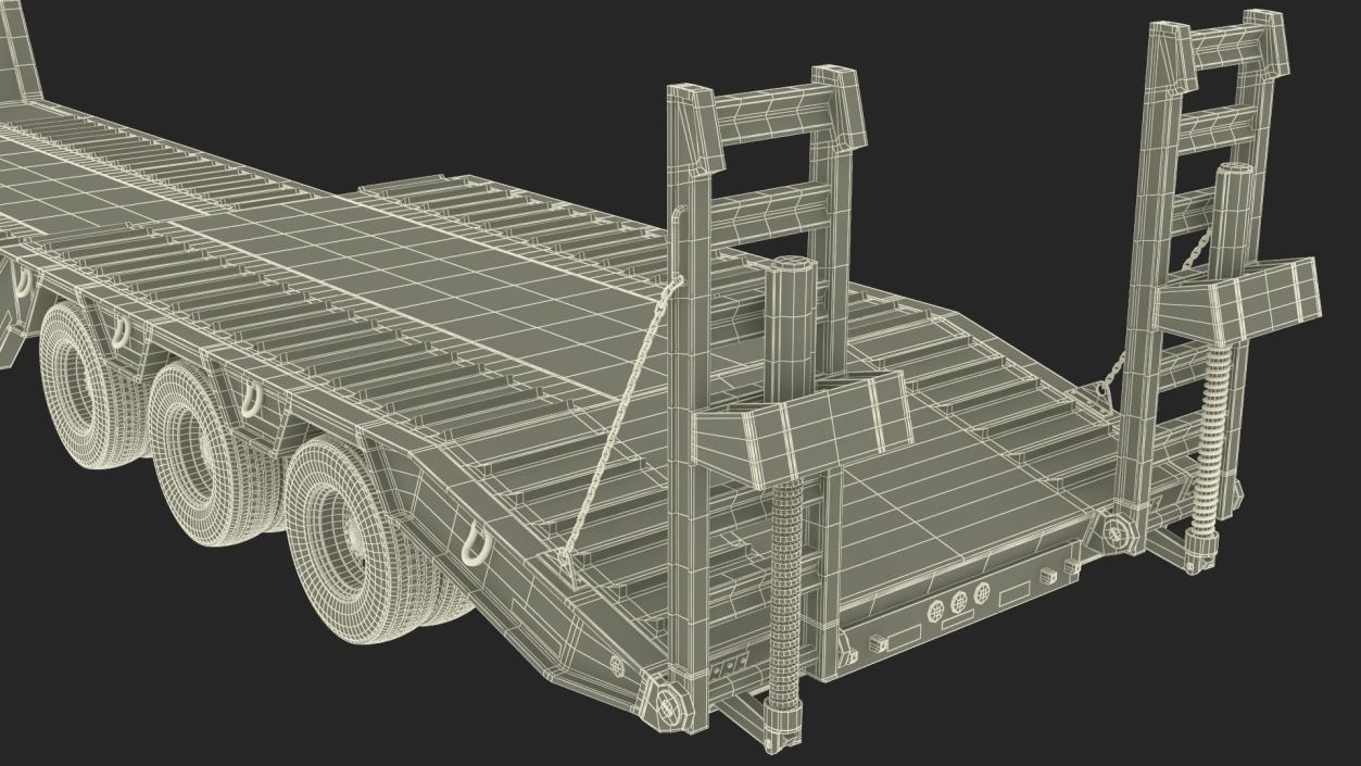 Flatbed Semi Trailer Rigged 3D