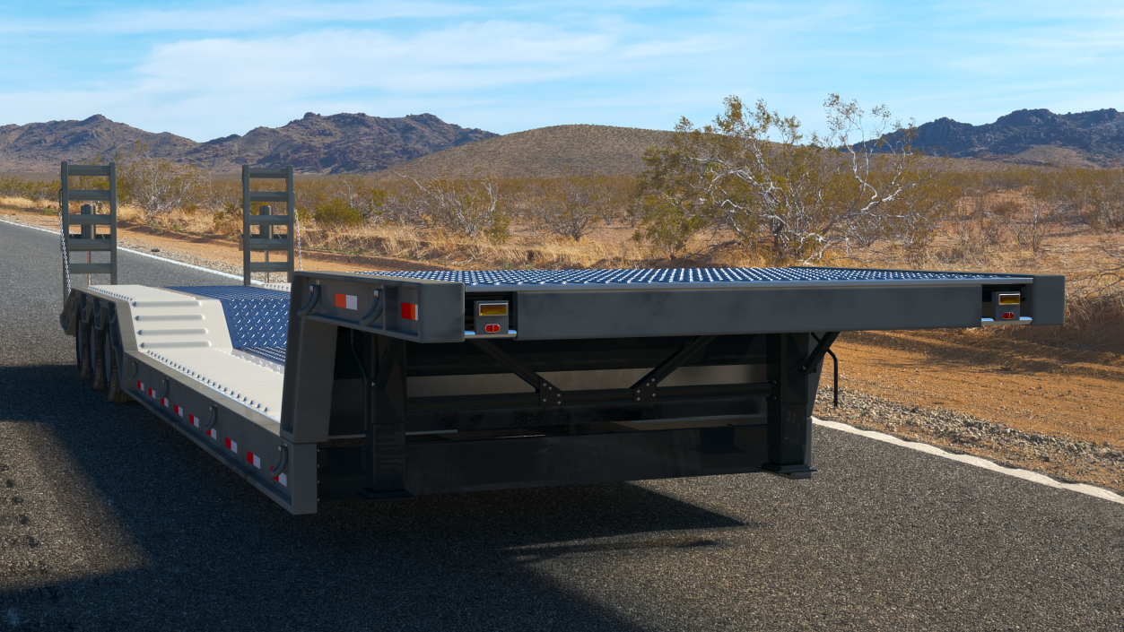 Flatbed Semi Trailer Rigged 3D