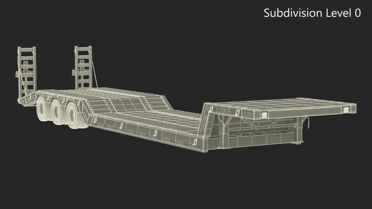 Flatbed Semi Trailer Rigged 3D