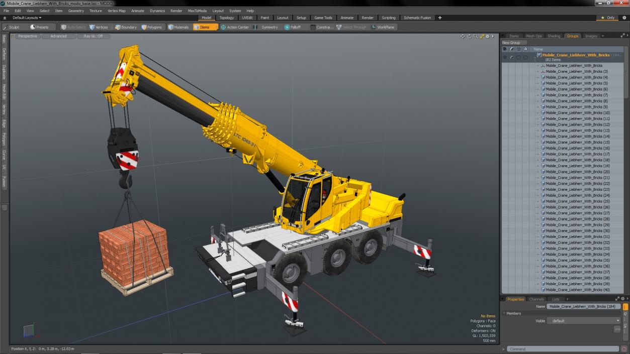 3D Mobile Crane Liebherr with Bricks model