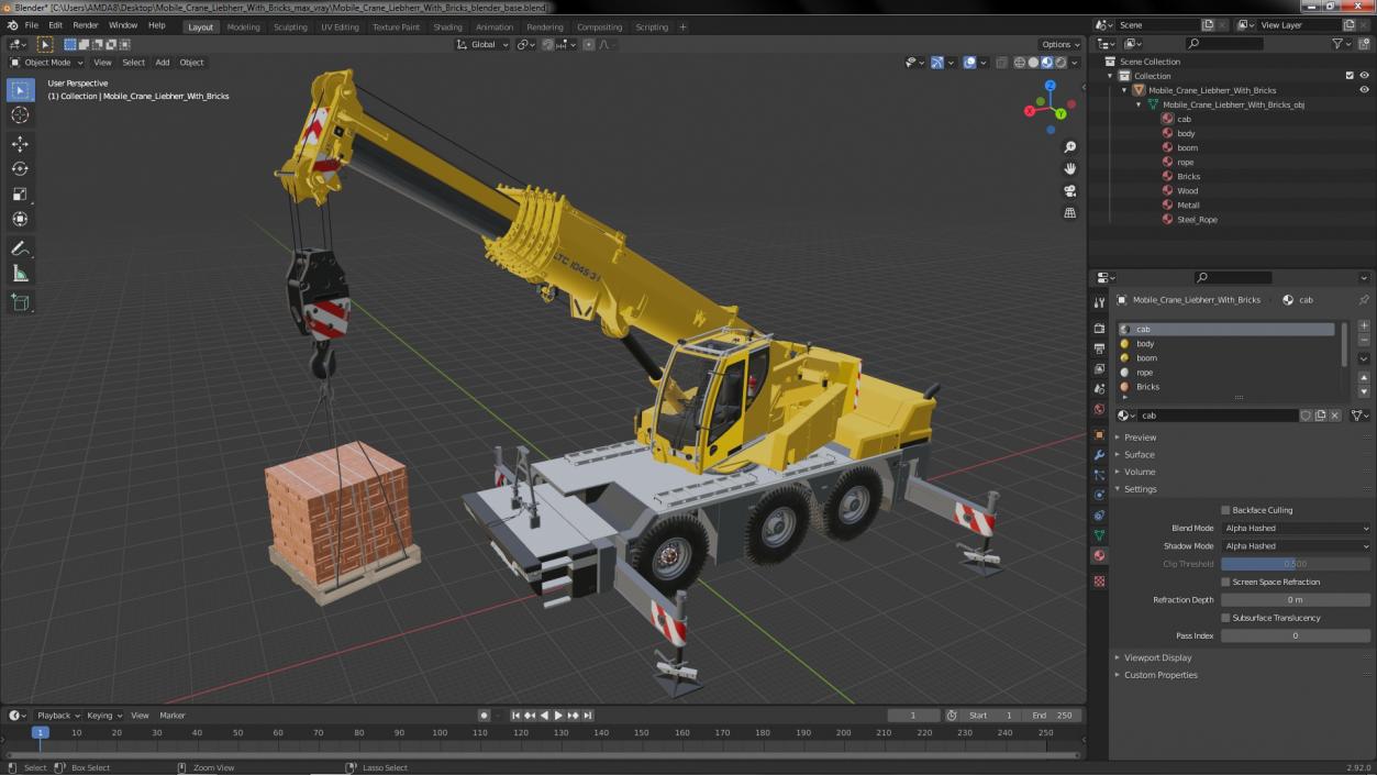 3D Mobile Crane Liebherr with Bricks model