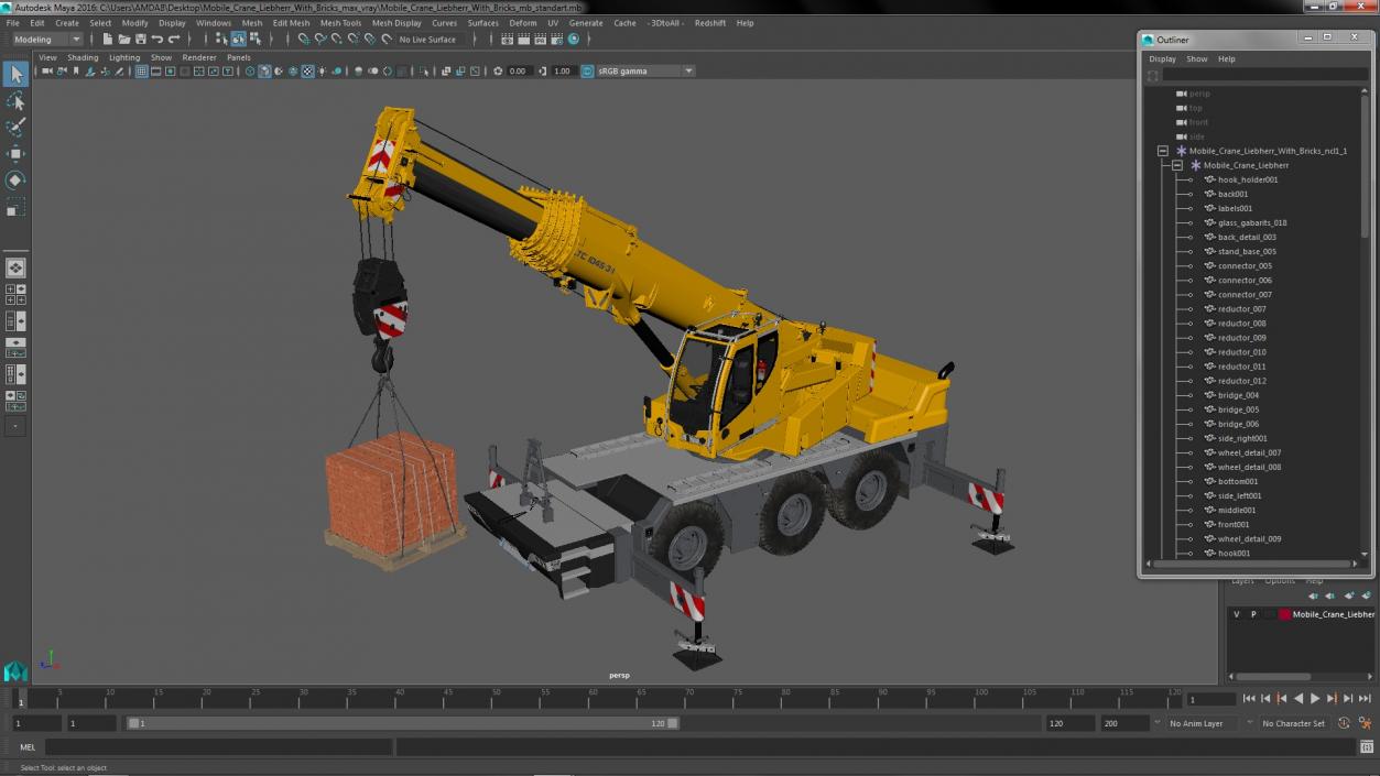 3D Mobile Crane Liebherr with Bricks model