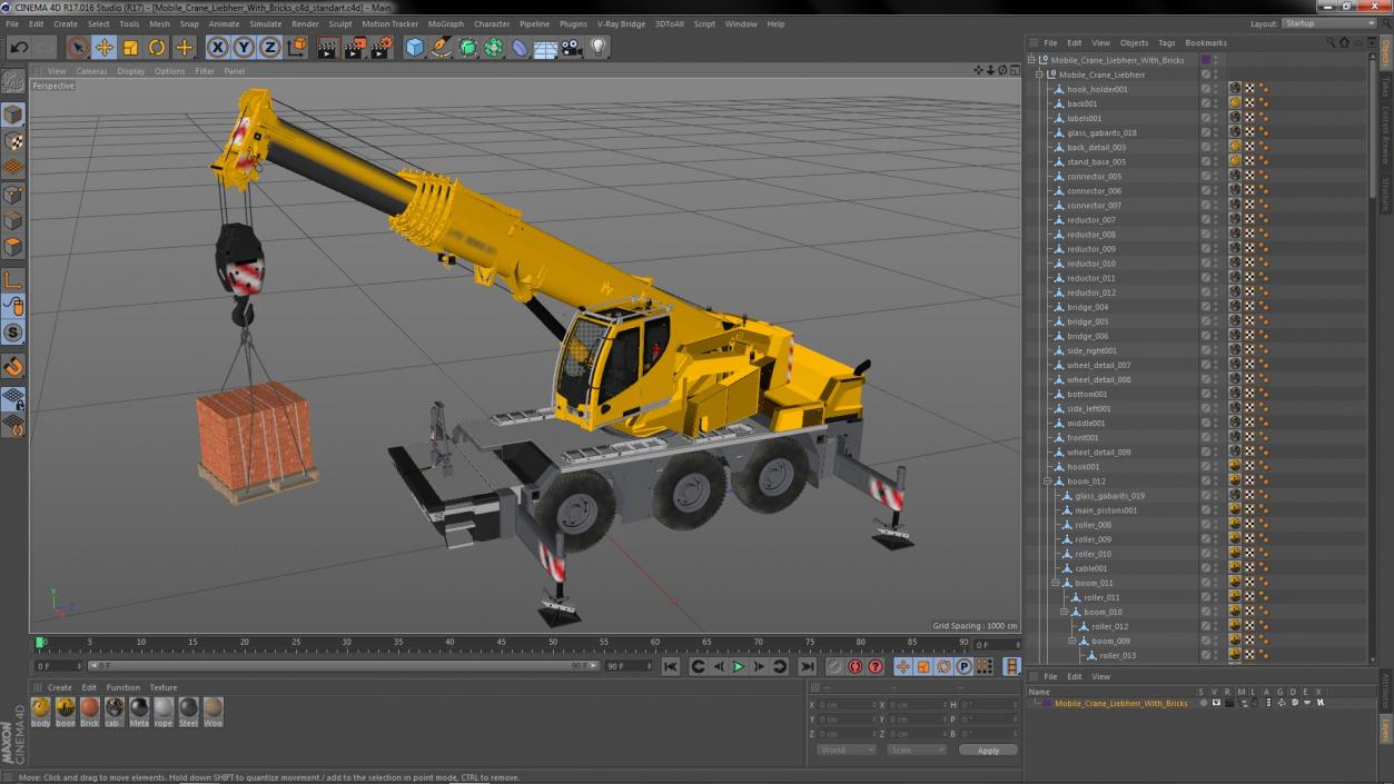 3D Mobile Crane Liebherr with Bricks model