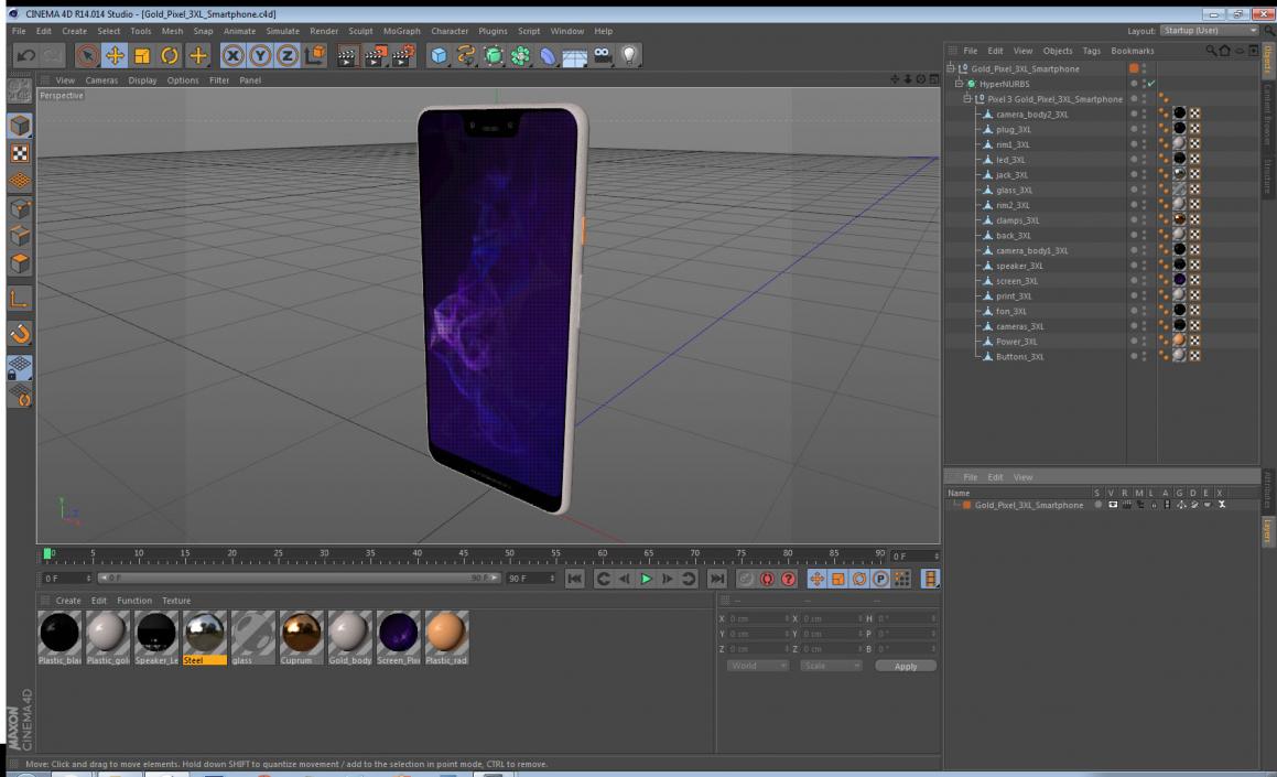 3D model Gold Pixel 3XL Smartphone