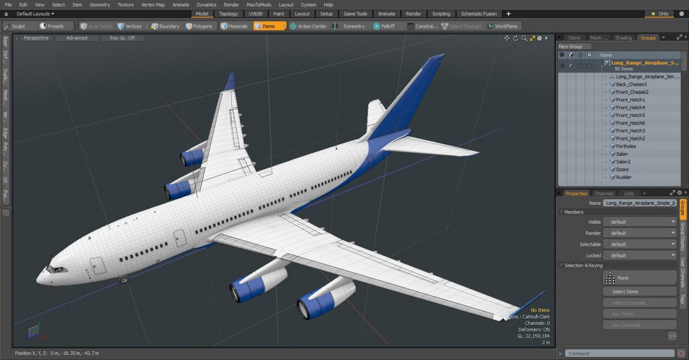 3D Long Range Airoplane Simple Interior