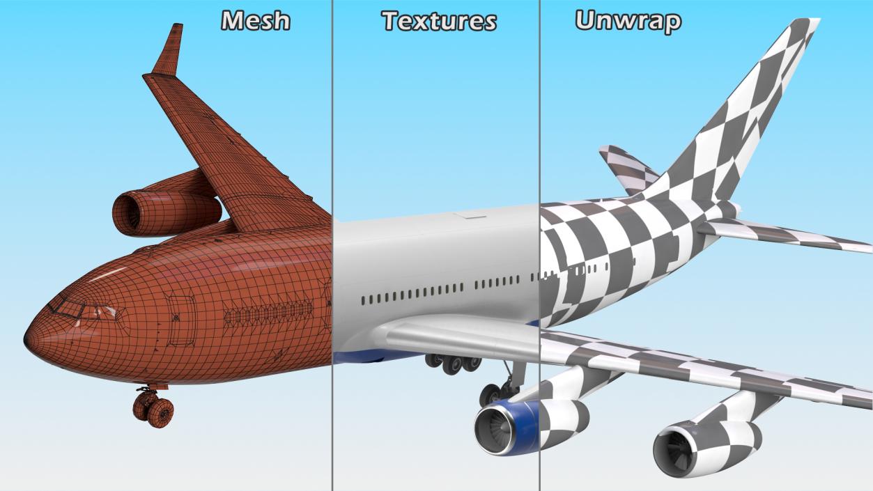 3D Long Range Airoplane Simple Interior