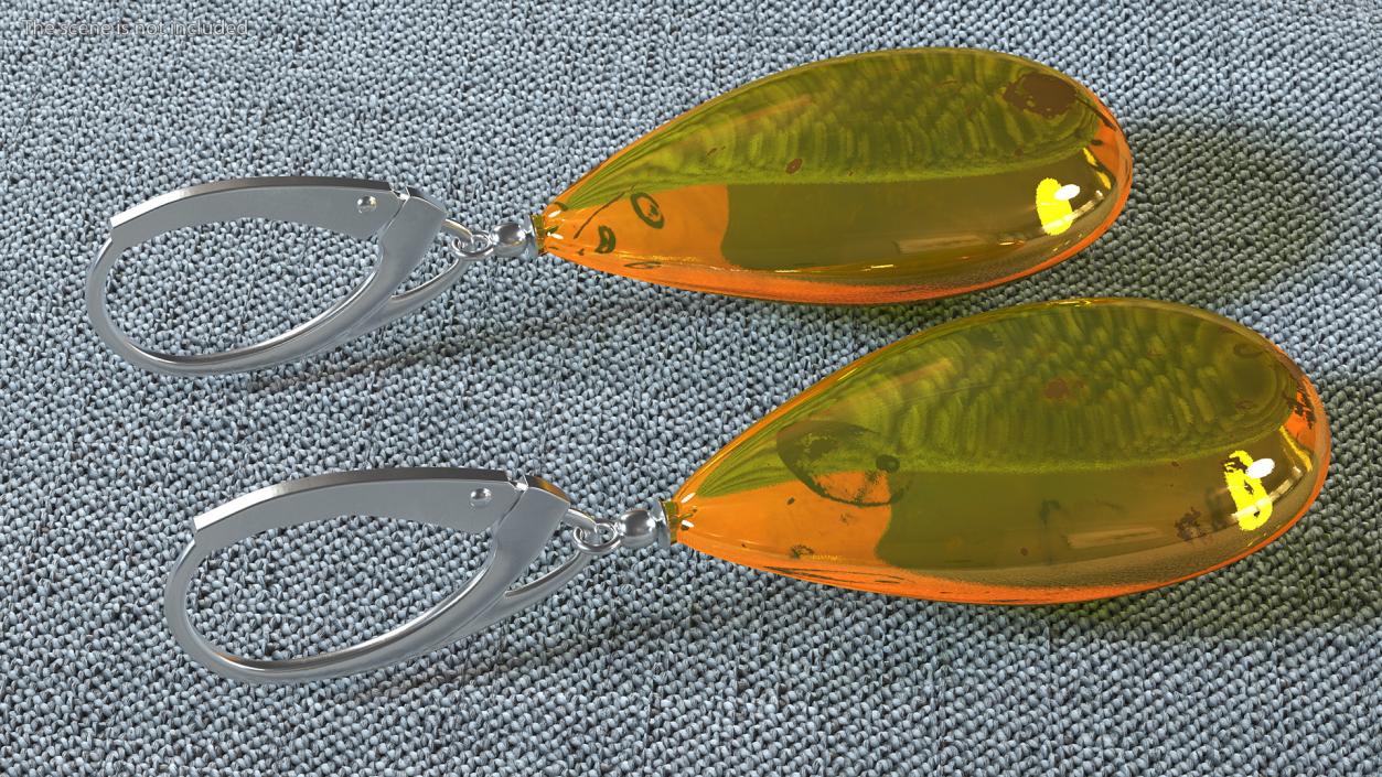 3D Amber Earring model