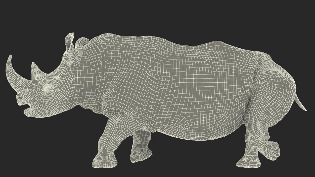 3D Rhino Adult Walking Pose Fur model