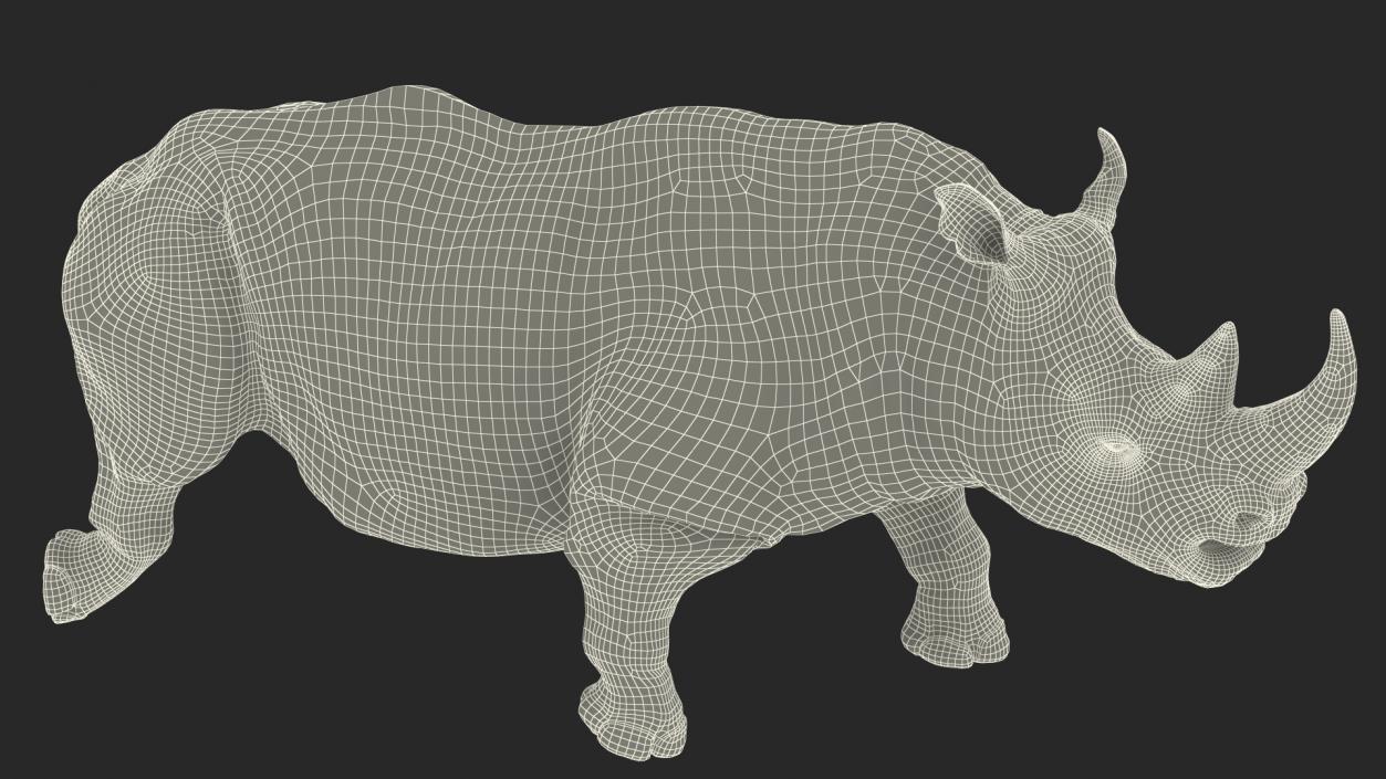 3D Rhino Adult Walking Pose Fur model