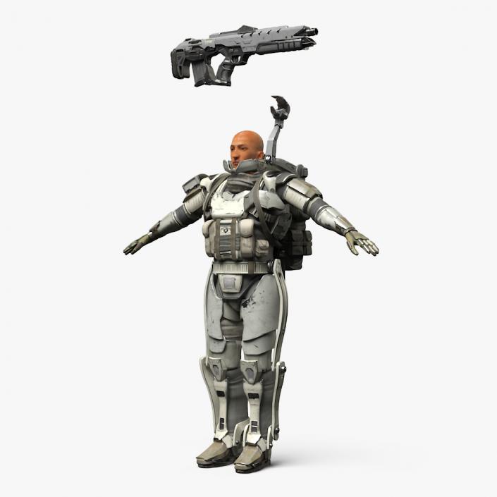 3D model Exoskeleton Soldier with Rifle